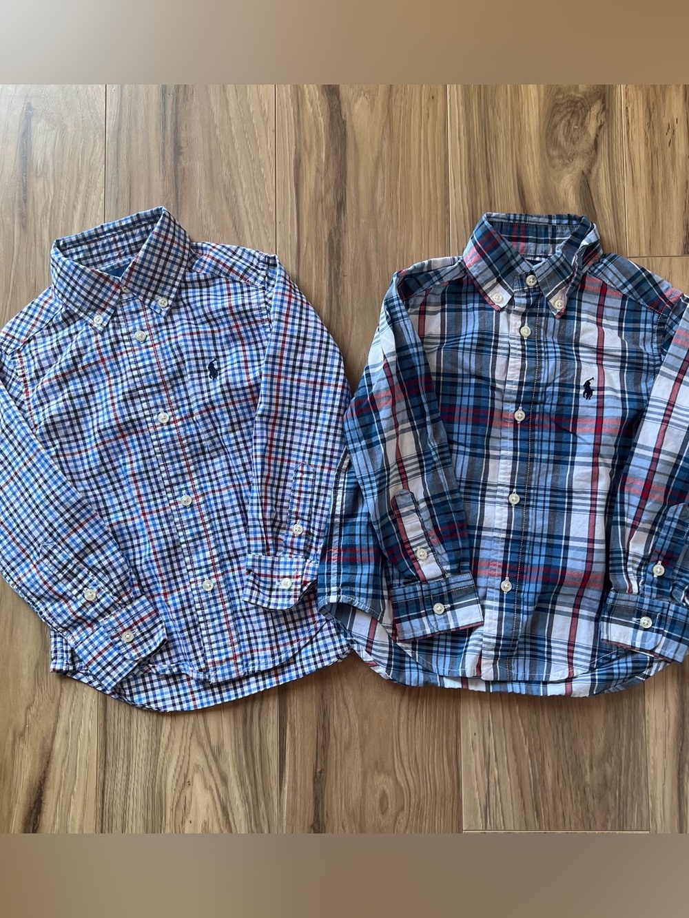 Ralph Lauren Toddler Boys Plaid Button Up Dress Shirt Bundle 2T Blue Pony Logo